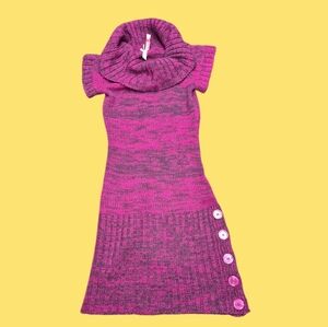 Pink and Purple Knit Dress with Button Detail